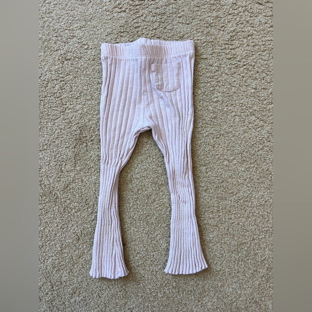 Zara Girls Light Pink Ribbed Flare Leggings